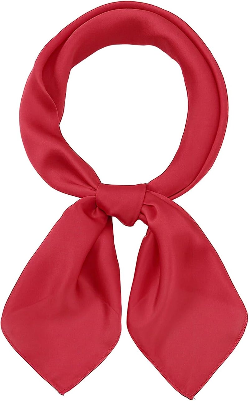 Chung Women's Square Satin Scarf 27.5" Bandanas Solid 50s Retro Neck Scarves Emulation Silk Handbag Hair Ribbons Necktie - Image 1